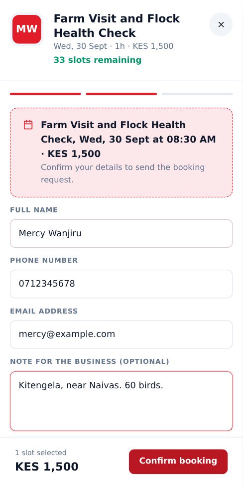 Screenshot: Enter your details