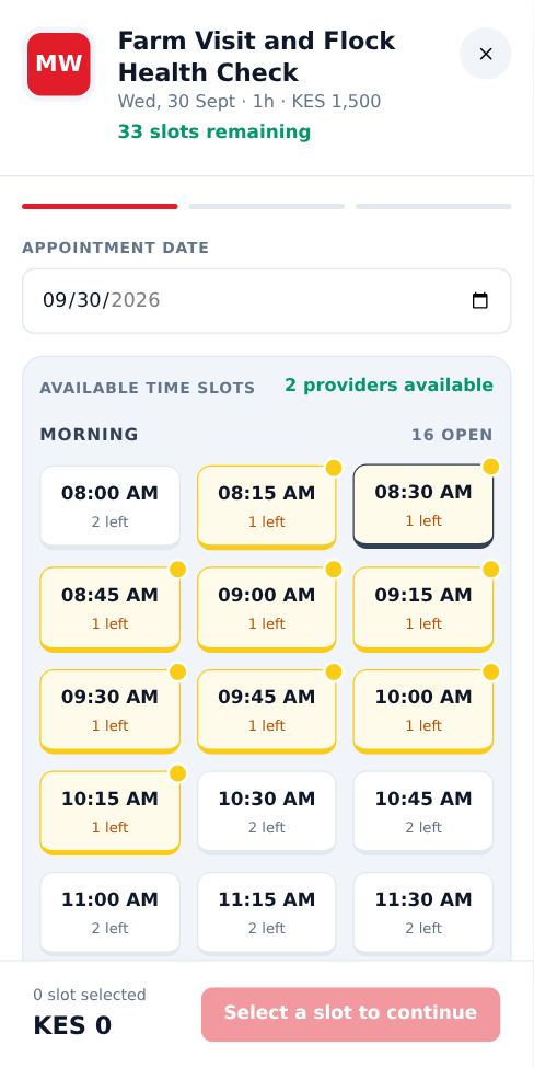 Screenshot: Pick a date and time