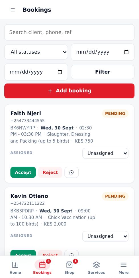 Screenshot: Work your bookings