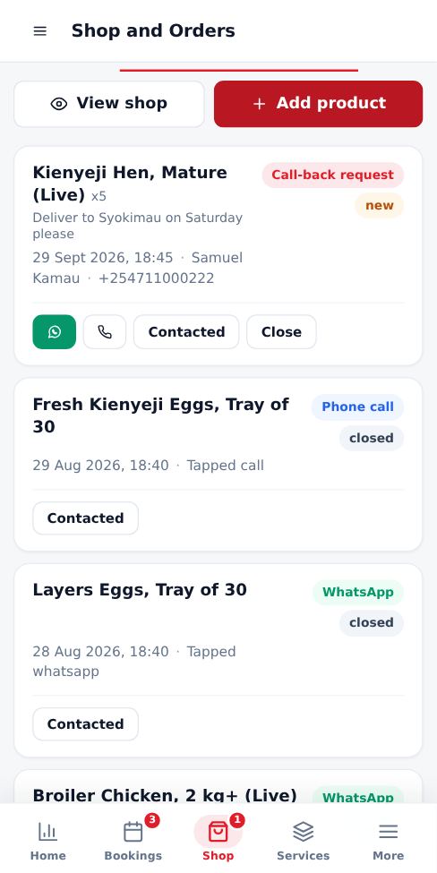 Screenshot: Handle orders