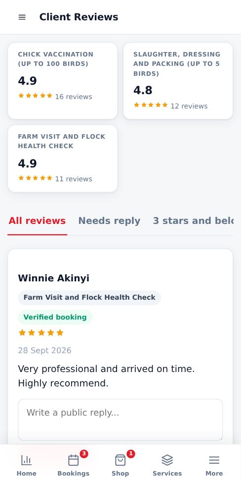 Screenshot: Open Client Reviews
