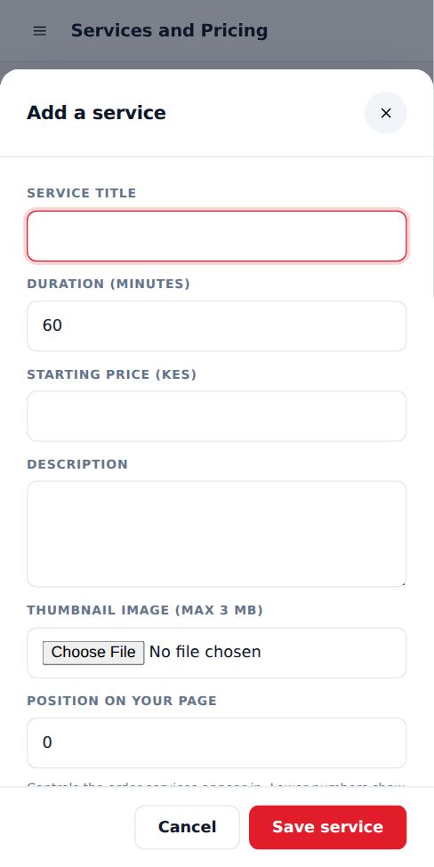 Screenshot: Add a service