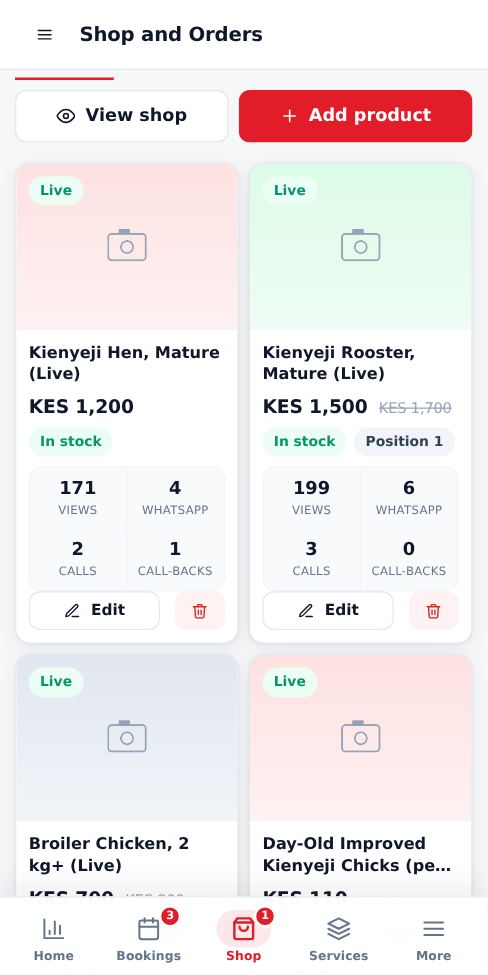 Screenshot: Orders, WhatsApp, calls and call-backs