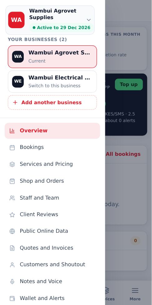 Screenshot: Add another business