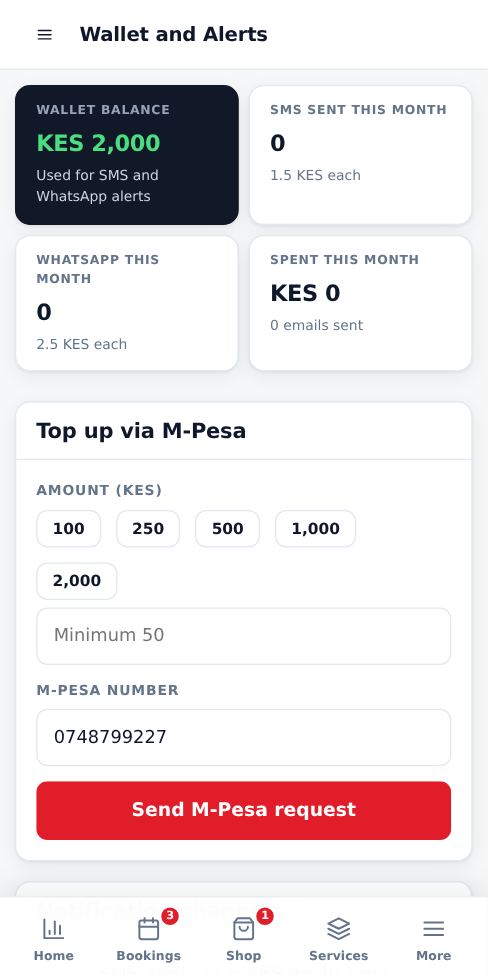 Screenshot: Open Wallet and Alerts
