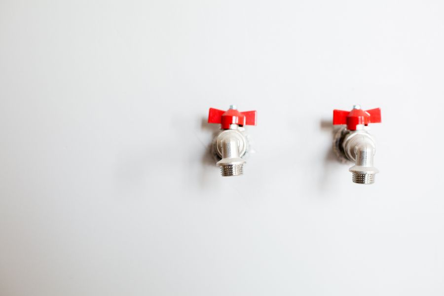 Basin Taps with Red Handles (Pair)